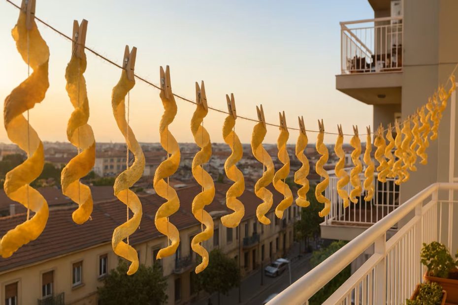 citronskal hänger på balkongen.