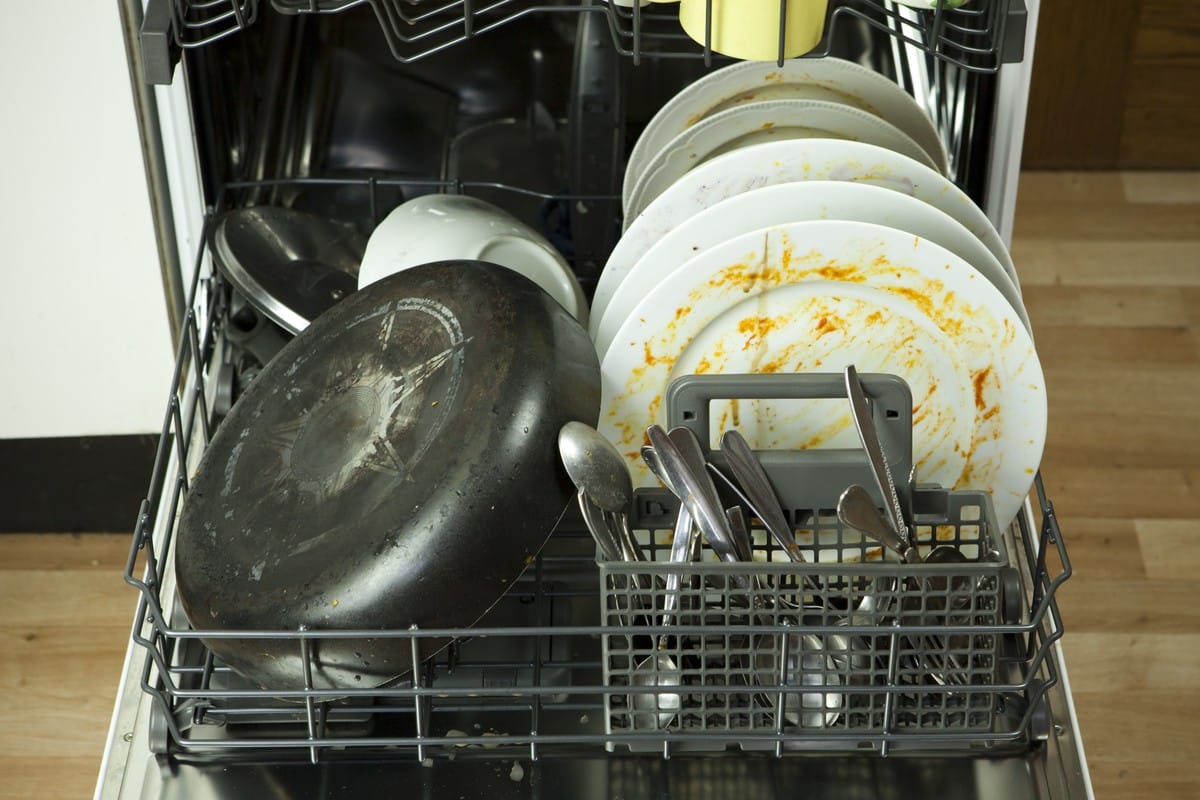 Smutsig disk i diskmaskinen.