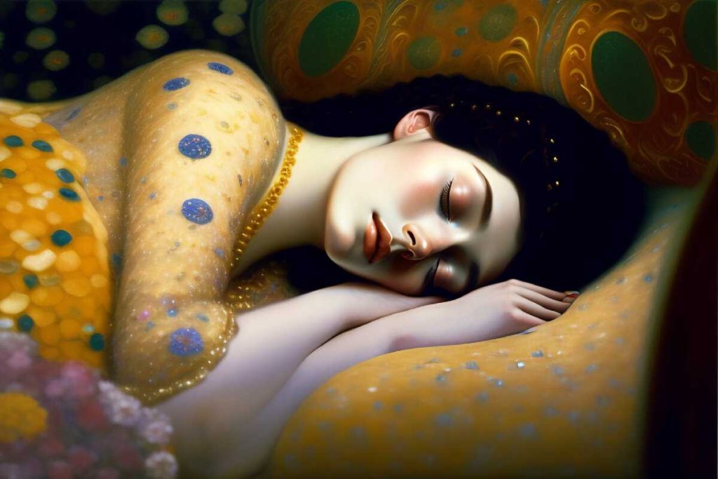 En sovande kvinna, som en illusion.