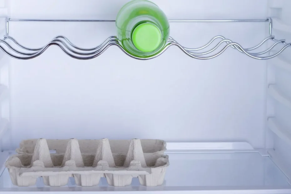 äggkartong i kylskåpet.