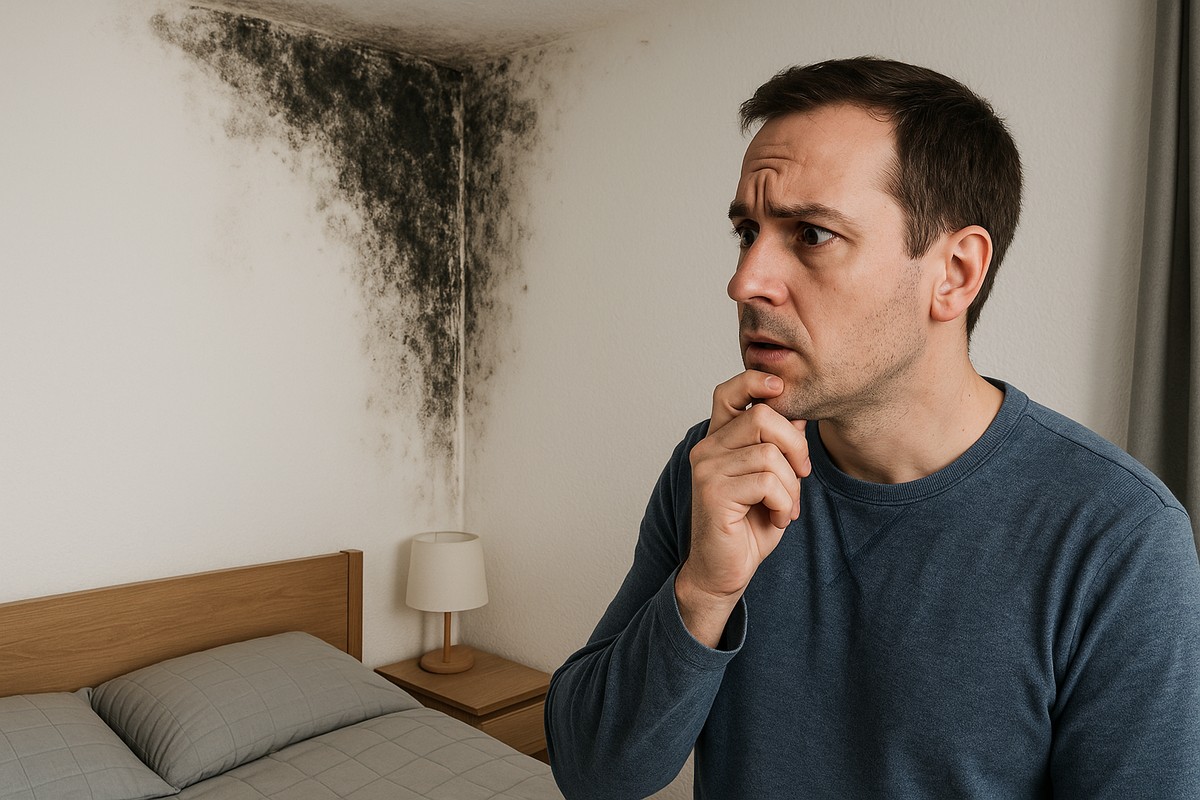 Mannen är förvånad över att luftfukt i hans sovrum är hög.