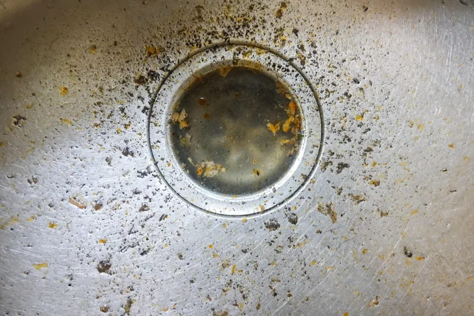 Rengöring av avloppet i diskbänken.