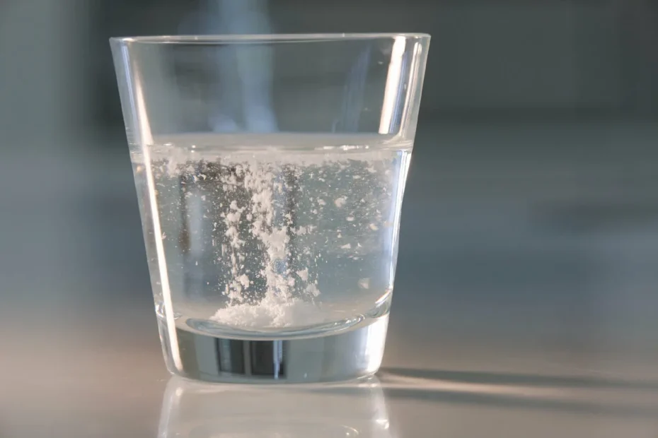 Hälls i ett glas varmt vatten.