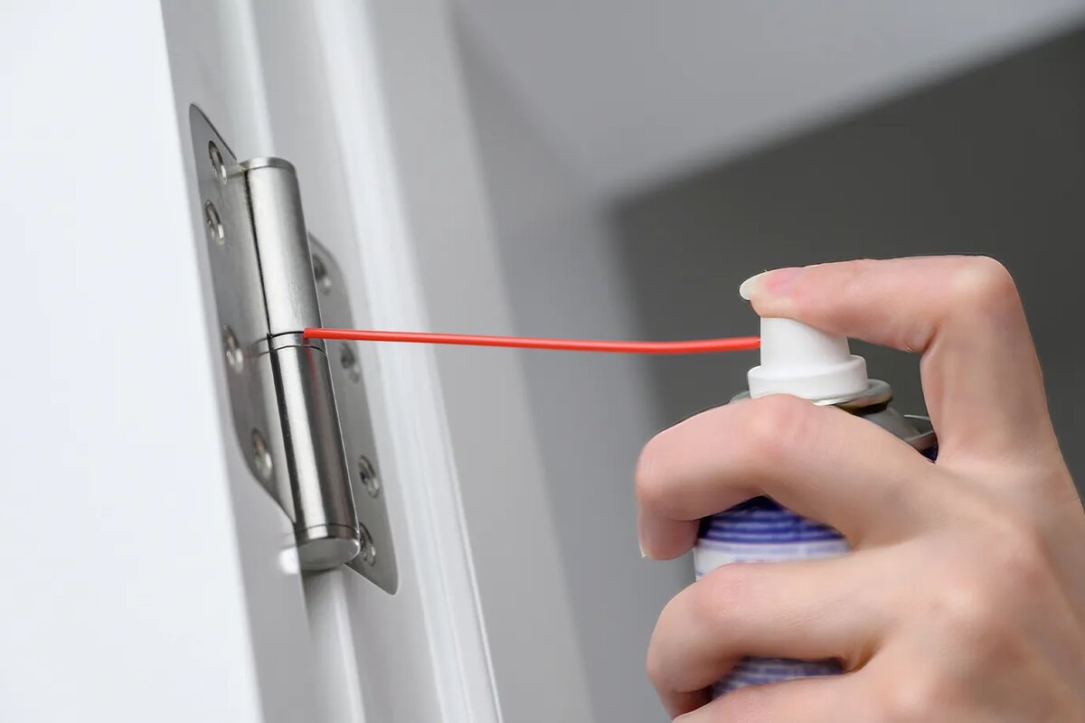 Smörj dörrgångjärnen med fett.